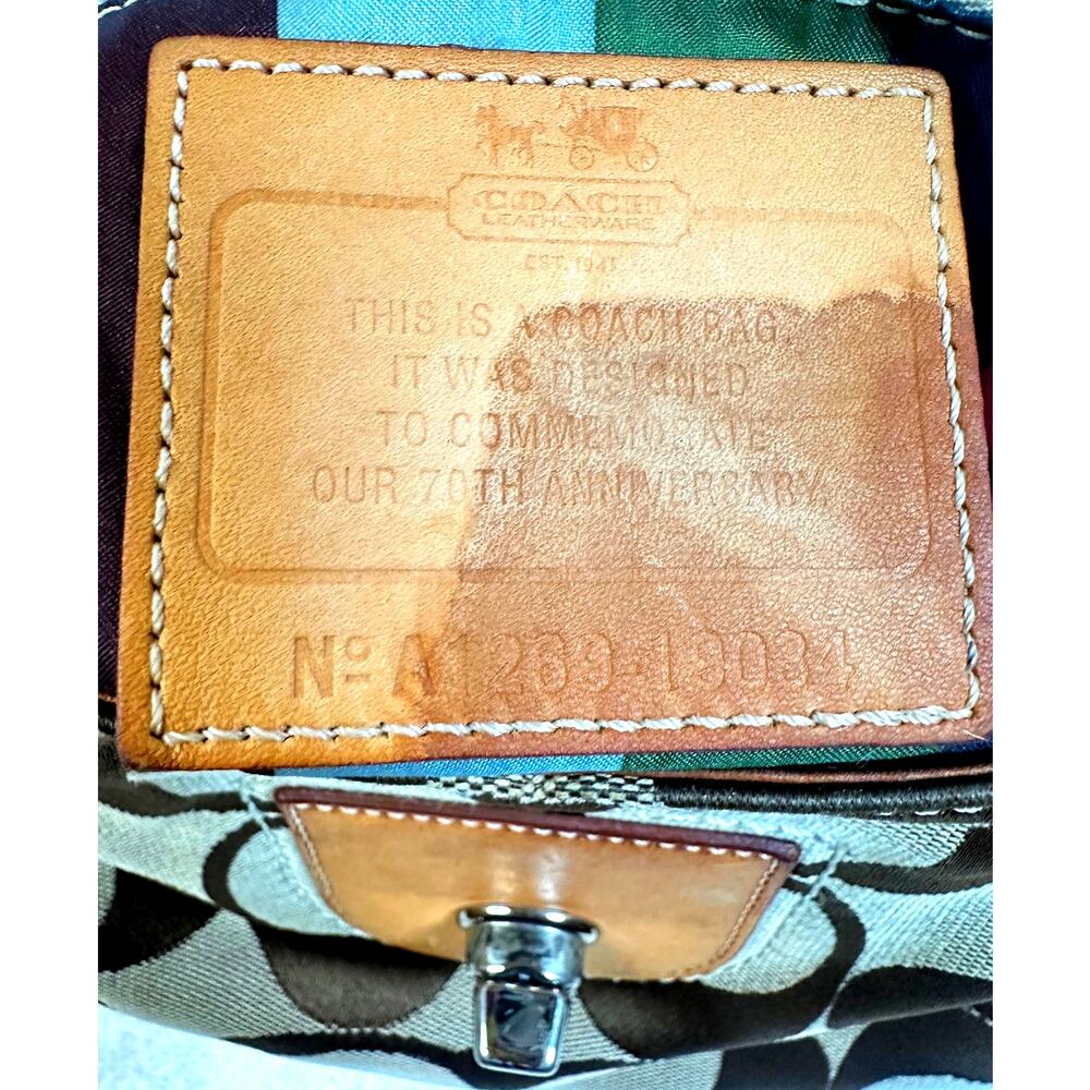 Vintage Coach Signature C Canvas Turnlock Shoulder Bag Tan Brown Y2K - Picture 8 of 11